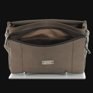 Borsa da lavoro in pelle morbida 15'' Grigio Taupe