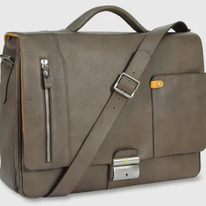 Borsa professionale da lavoro in pelle morbida 15'' Grigio Taupe