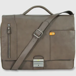 Borsa professionale da lavoro in pelle morbida 15'' Grigio Taupe
