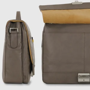 Borsa professionale da lavoro in pelle morbida 15'' Grigio Taupe