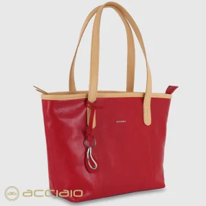 Borsa Shopping donna in pelle Rosso Diana
