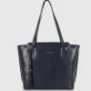 Borsa Shopping in pelle Daisy Blu