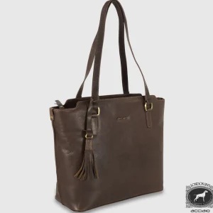 Borsa Shopping in pelle Daisy Marrone