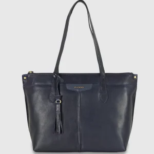 Borsa Shopping in pelle Mary Blu