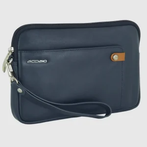 Borsello a mano pochette uomo Jin 9" pelle Blu