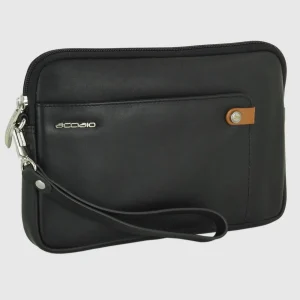 Borsello a mano pochette uomo Jin 9" pelle Nero