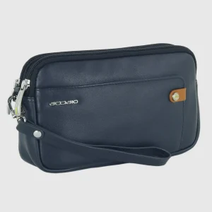 Borsello a mano pochette uomo Obi 7" pelle Blu