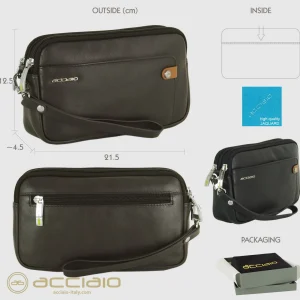 Borsello a mano pochette uomo Obi 7" pelle Moka