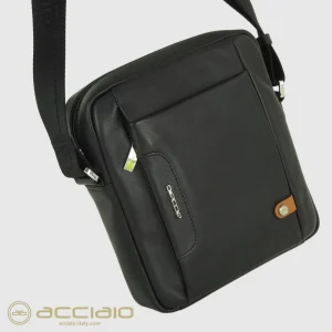 Borsello uomo a tracolla piccolo Core in pelle Nero