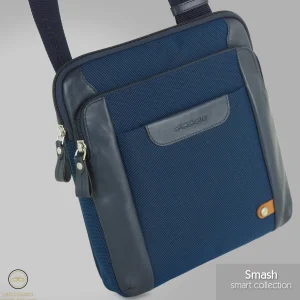 Borsello uomo a tracolla Smash in tessuto e pelle Blu Navy