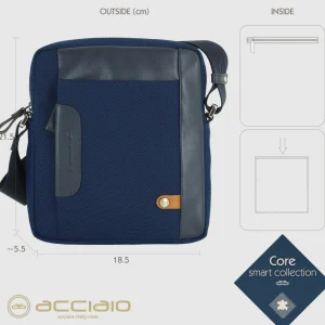 Borsello uomo a tracolla Core in tessuto e pelle Blu Navy