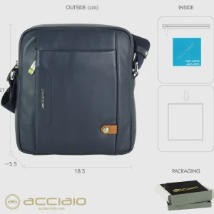 Borsello uomo a tracolla piccolo Core in pelle Blu