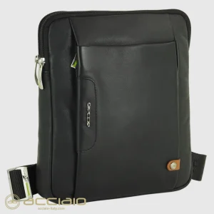 Borsello uomo porta iPad doppio vano Fusion in pelle Nero