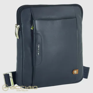 Borsello uomo porta iPad doppio vano Fusion in pelle Blu