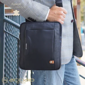 Borsello uomo porta iPad doppio vano Fusion in pelle Moka