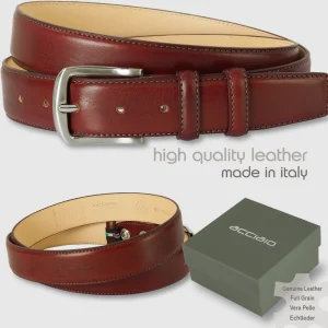Cintura classica uomo Jade in pelle Vacchetta Bordeaux