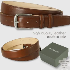 Cintura classica uomo Jade in pelle Vacchetta Cognac