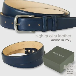 Cintura classica uomo Jade in pelle Vacchetta Blu