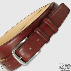 Cintura classica uomo Jade in pelle Vacchetta Bordeaux
