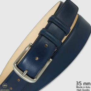 Cintura classica uomo Jade in pelle Vacchetta Blu