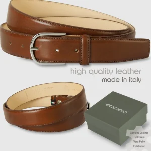 Cintura classica uomo Rainbow in pelle Vacchetta Cognac