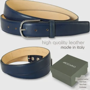 Cintura classica uomo Rainbow in pelle Vacchetta Blu