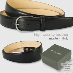 Cintura classica uomo Rainbow in pelle Vacchetta Nero