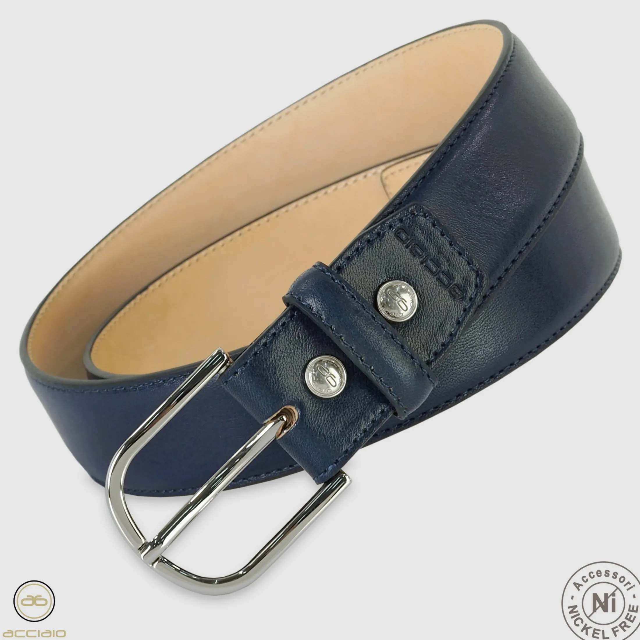 cintura_classica_uomo_rai_2.webp Cintura classica uomo Rainbow in pelle Vacchetta Blu