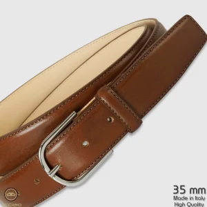 Cintura classica uomo Rainbow in pelle Vacchetta Cognac