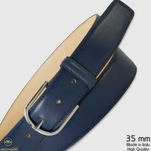 Cintura classica uomo Rainbow in pelle Vacchetta Blu