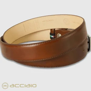 Cintura classica uomo Rainbow in pelle Vacchetta Cognac