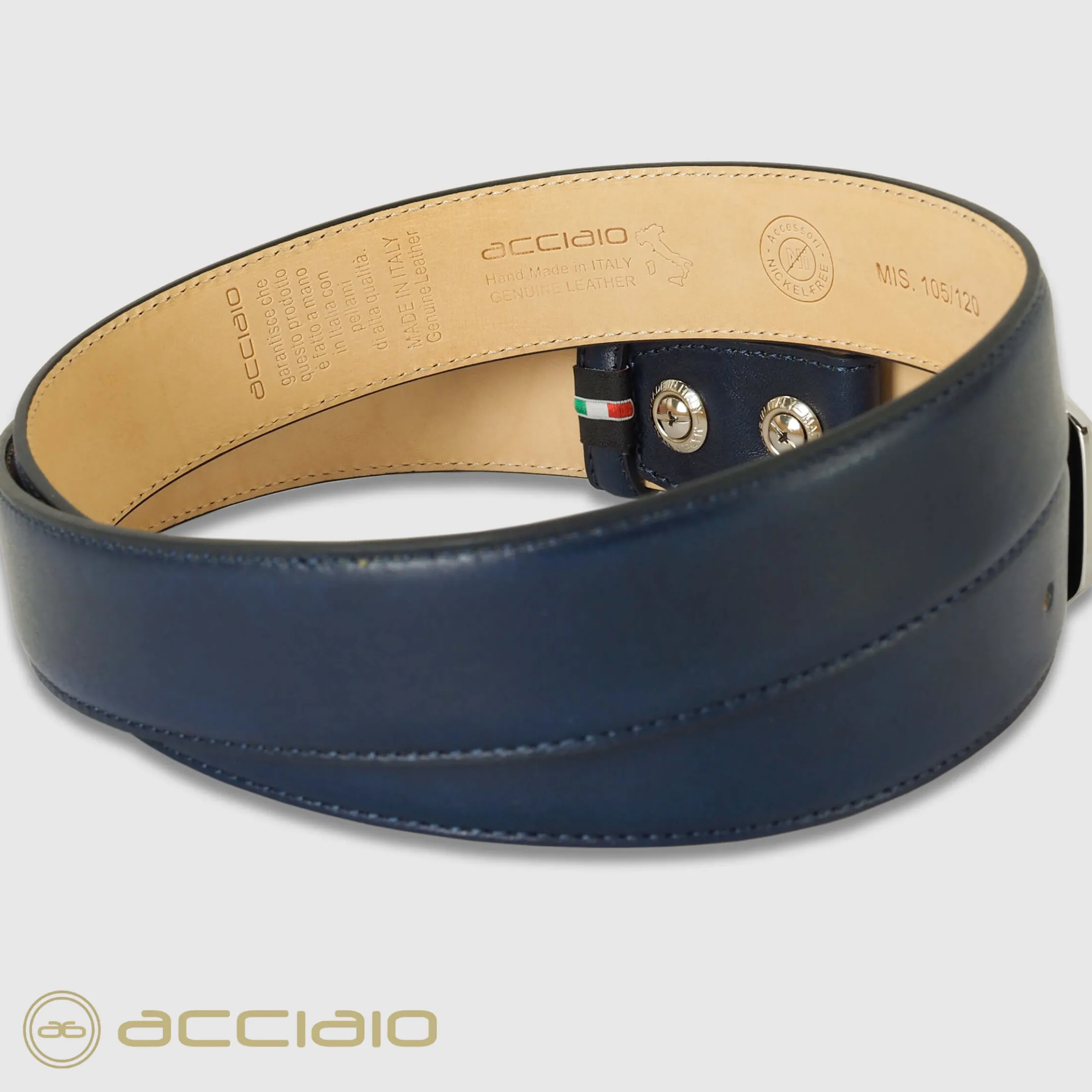 cintura_classica_uomo_rai_4.webp Cintura classica uomo Rainbow in pelle Vacchetta Blu
