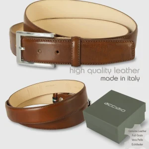 Cintura classica uomo Sapphire in pelle Vacchetta Cognac