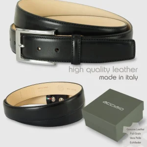 Cintura classica uomo Sapphire in pelle Vacchetta Nero