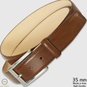 Cintura classica uomo Sapphire in pelle Vacchetta Cognac