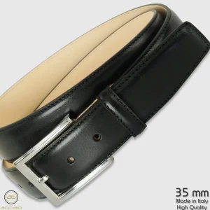 Cintura classica uomo Sapphire in pelle Vacchetta Nero