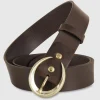 Cintura donna alta in pelle Marrone Moon Oro