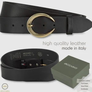 Cintura donna alta in pelle Nera Moon Oro
