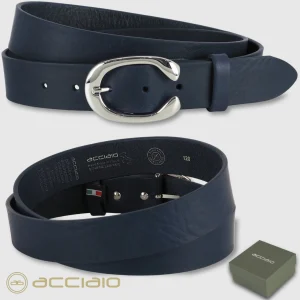Cintura donna in pelle Blu fibbia Aries Palladio