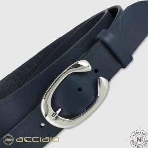 Cintura donna in pelle Blu fibbia Aries Palladio