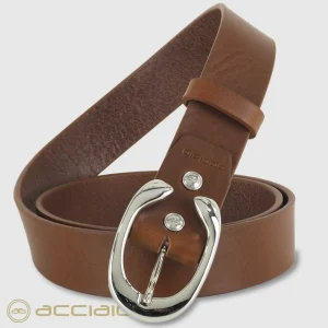 Cintura donna in pelle cuoio Castagno fibbia Aries Palladio