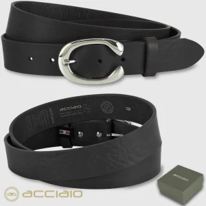 Cintura donna in pelle Nera fibbia Aries Palladio