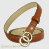 Cintura donna sottile in pelle Eclipse Oro cuoio Cognac