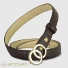 Cintura donna sottile in pelle Eclipse Oro cuoio Marrone