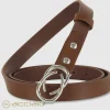 Cintura donna sottile in pelle Infinity Palladio cuoio Castagno