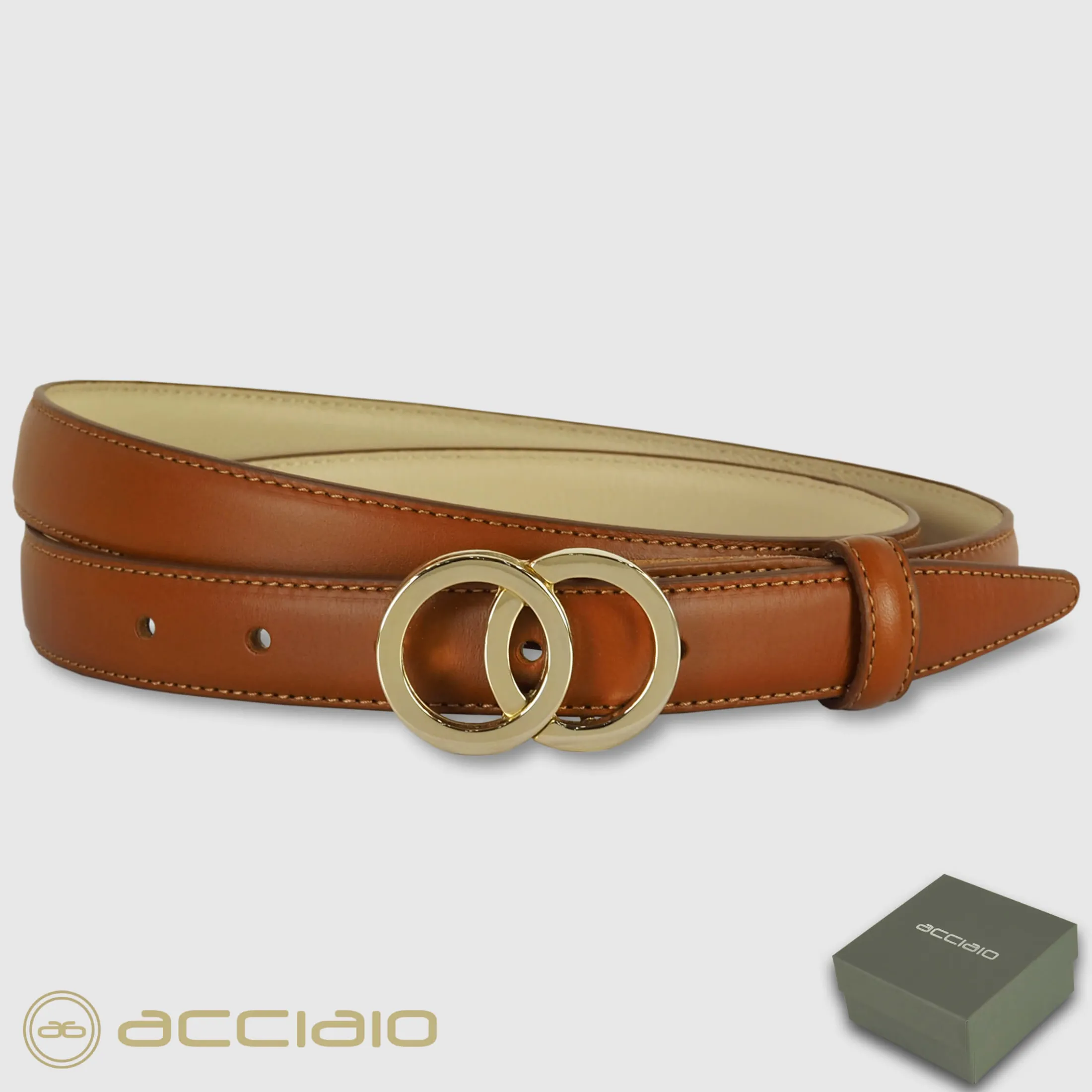 cintura_donna_sottile_in__1-2.webp Cintura donna sottile in pelle Eclipse Oro cuoio Cognac