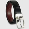 Cintura double face reversibile uomo Hexagon pelle Nero/Bordeaux