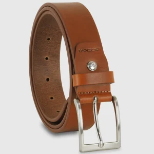 Cintura in cuoio casual da jeans colore Cognac