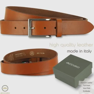 Cintura in cuoio casual da jeans colore Cognac