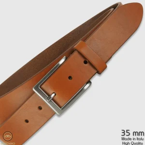 Cintura in cuoio casual da jeans colore Cognac